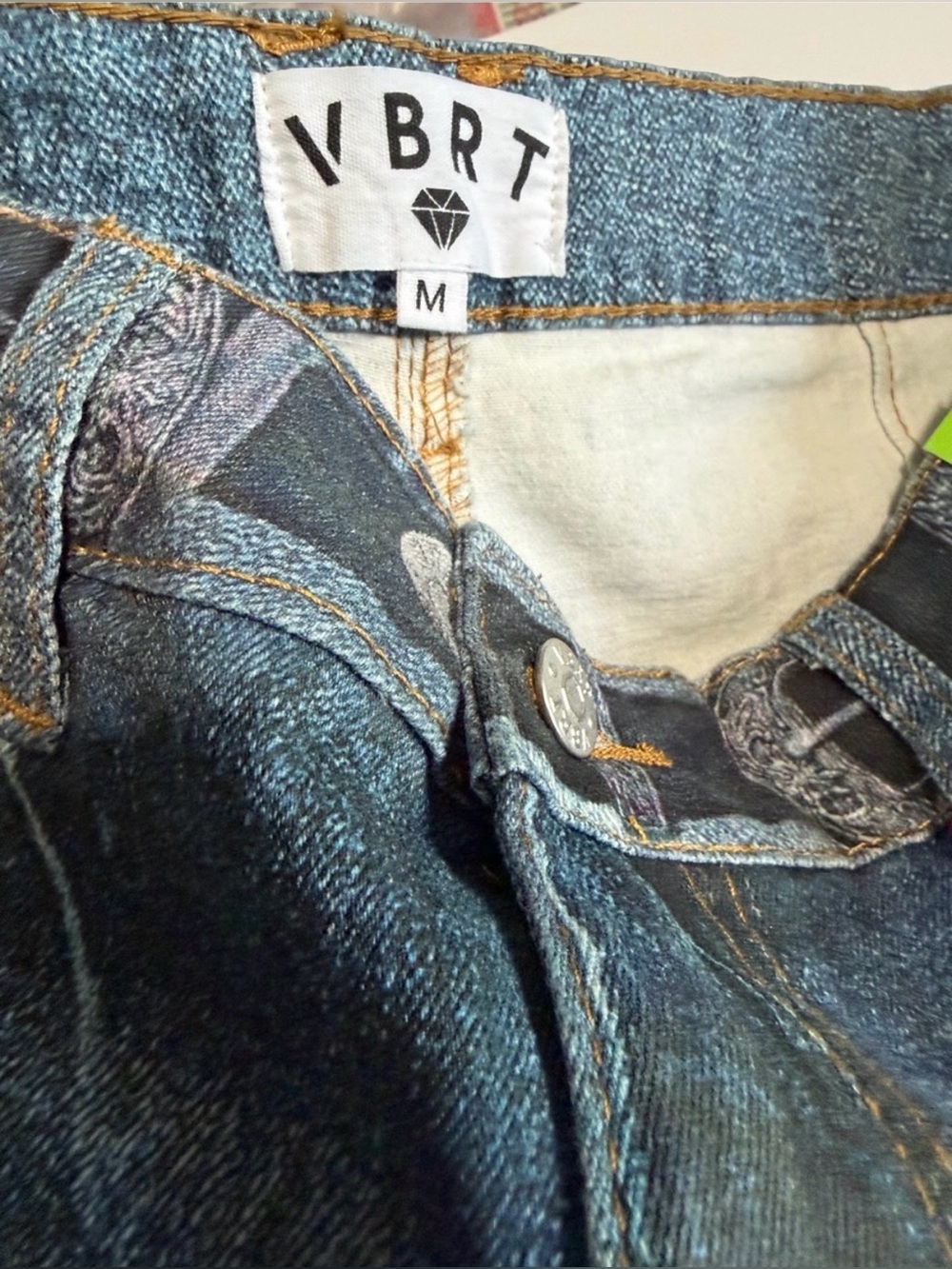 NWT HOWDY Horse Digital Print Baggy Wide Leg Jeans Vibrant M.i.U. - Picture 3 of 14